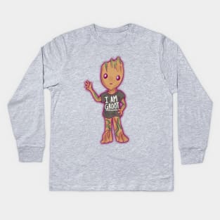 I am (baby) GROOT Kids Long Sleeve T-Shirt